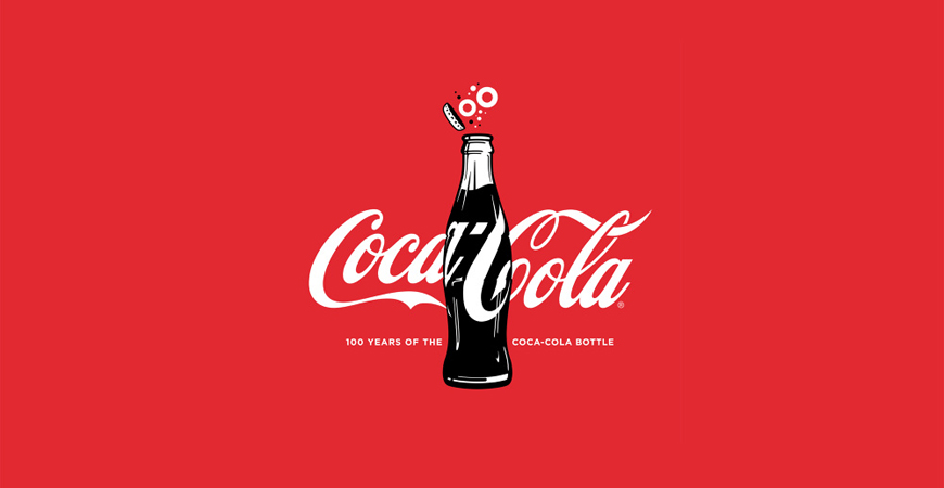 Reklambild för Coca-Cola flaskans 100 år. Källa Coca-Cola